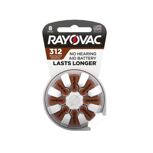 Rayovac Zinc Air 312 1.45 V 0.13 Ah Hearing Aid Battery 8 pk 312-8